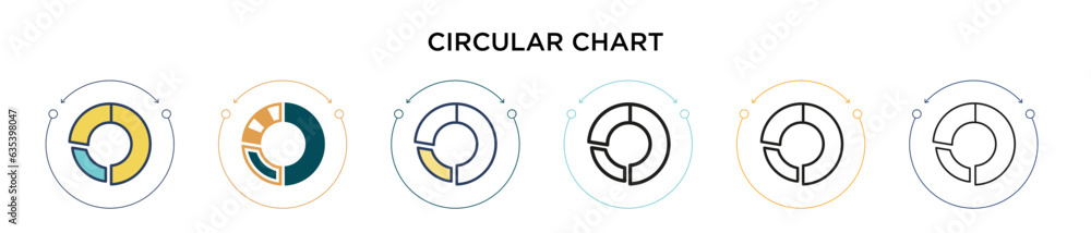 Poster circular chart icon in filled, thin line, outline and stroke style. vector illustration of two color