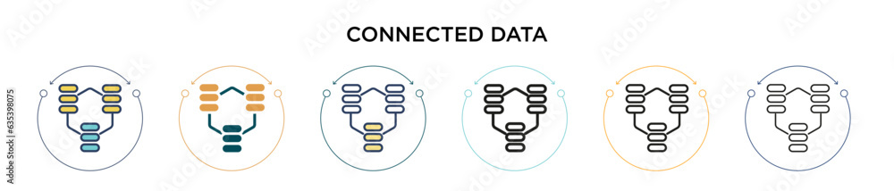 Poster connected data icon in filled, thin line, outline and stroke style. vector illustration of two color