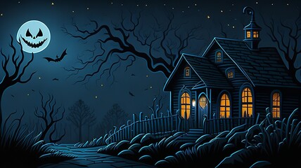 Halloween Background Jack O' Lanterns In A Graveyard In A Haunting Night. Generative Ai. - obrazy, fototapety, plakaty