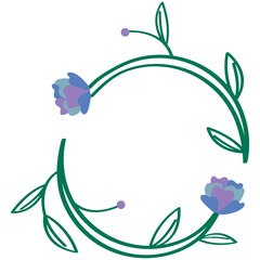 Blue flowers wreath illustration