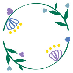 Fototapeta na wymiar Blue flowers wreath illustration