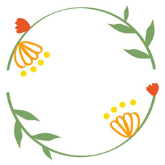 Fototapeta na wymiar Orange flowers wreath illustration