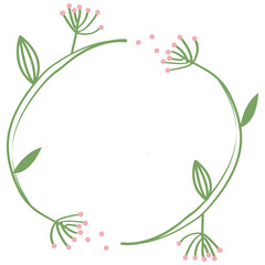 Fototapeta na wymiar Pink flowers wreath illustration