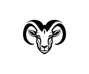 Goat head face logo design. Goat head. Livestock. Animal grazing vector design and illustration.
