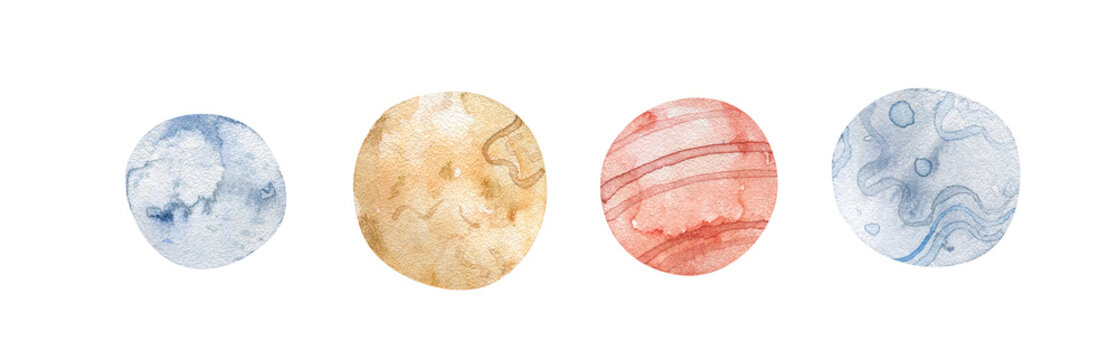 Animals  astronaut adventures in space. Hand drawn watercolor space illustration. Dreamy adventurous fun cartoon for children cosmic exploration. Watercolor style illustration