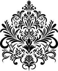 Vintage damask baroque ornament with floral retro antique style. Acanthus pattern foliage swirl design element wedding decoration. Isolated element.