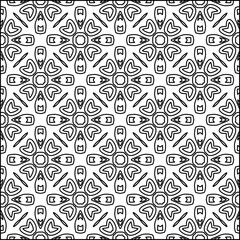 Vector pattern with symmetrical elements . Modern stylish abstract texture. Repeating geometric tiles from striped elements.Black and white pattern.
