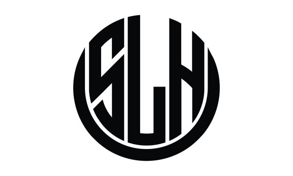 SLH shield in circle logo design vector template. lettermrk, wordmark, monogram symbol on white background.