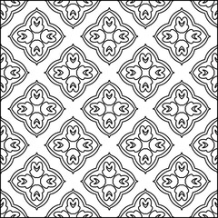 Vector pattern with symmetrical elements . Modern stylish abstract texture. Repeating geometric tiles from striped elements.Black and white pattern.