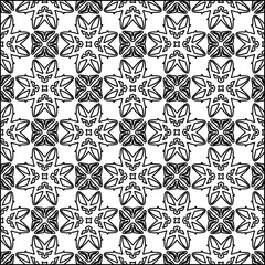 Vector pattern with symmetrical elements . Modern stylish abstract texture. Repeating geometric tiles from striped elements.Black and white pattern.
