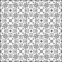 Fototapeta premium Vector pattern with symmetrical elements . Modern stylish abstract texture. Repeating geometric tiles from striped elements.Black and white pattern.