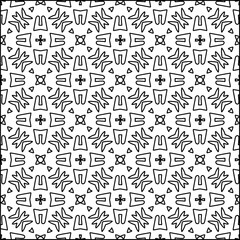 Obraz premium Vector pattern with symmetrical elements . Modern stylish abstract texture. Repeating geometric tiles from striped elements.Black and white pattern.