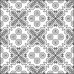 Vector pattern with symmetrical elements . Modern stylish abstract texture. Repeating geometric tiles from striped elements.Black and white pattern.