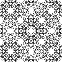 Vector pattern with symmetrical elements . Modern stylish abstract texture. Repeating geometric tiles from striped elements.Black and white pattern.