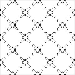 Naklejka premium Vector pattern with symmetrical elements . Modern stylish abstract texture. Repeating geometric tiles from striped elements.Black and white pattern.