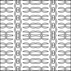 Vector pattern with symmetrical elements . Modern stylish abstract texture. Repeating geometric tiles from striped elements.Black and white pattern.