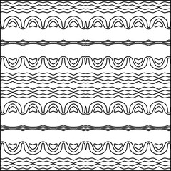 Vector pattern with symmetrical elements . Modern stylish abstract texture. Repeating geometric tiles from striped elements.Black and white pattern.