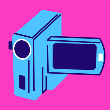 Hand-drawn Cute Isolated Clipart Illustration Of Y2k Old Digital Video Camera