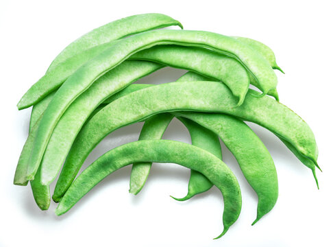 Fresh french green beans isolated on white background.
