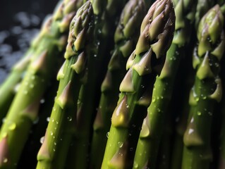 Fresh green asparagus with waterdrops - Close Up