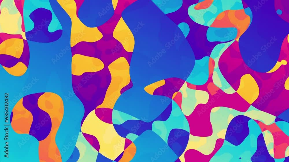 Aufkleber Seamless abstract psychedelic wavy background for loop playback. 4k video. Pastel colors. Noise effect.