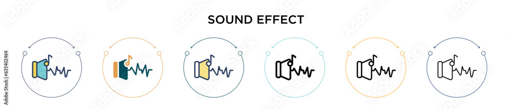 Poster sound effect icon in filled, thin line, outline and stroke style. vector illustration of two colored