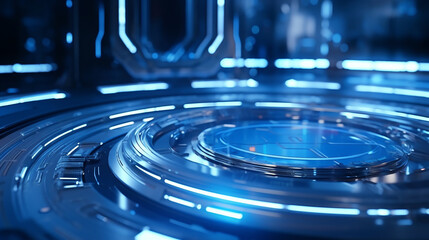 Envisioning the Future: Earth in a Blue Futuristic Landscape of Internet Connectivity and Global Social Networks with Orbital Internet Satellites and Plexus Geometric Elements