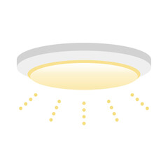 シンプルなイラスト_白いシーリングライト,半灯