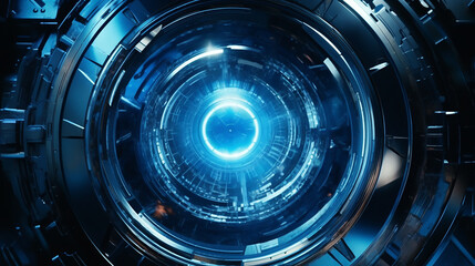 Envisioning the Future: Earth in a Blue Futuristic Landscape of Internet Connectivity and Global Social Networks with Orbital Internet Satellites and Plexus Geometric Elements
