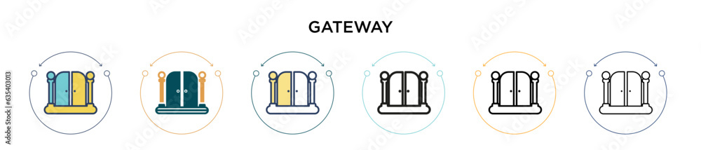 Poster gateway icon in filled, thin line, outline and stroke style. vector illustration of two colored and 