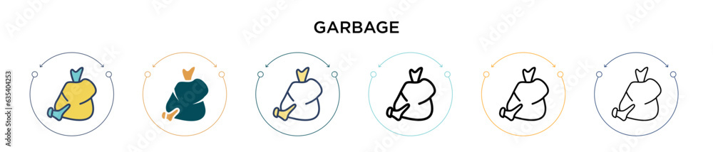 Poster garbage icon in filled, thin line, outline and stroke style. vector illustration of two colored and 
