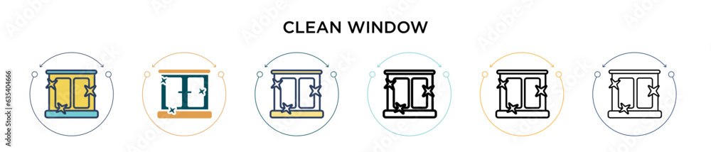 Poster clean window icon in filled, thin line, outline and stroke style. vector illustration of two colored