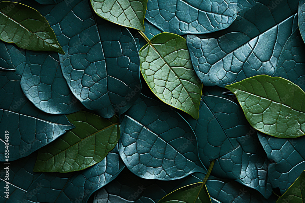 Leinwandbilder beautiful leaf coca pattern texture background. macro photography view. generative ai technology.