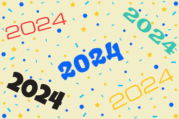 Big Set of 2024 Happy New Year logo text design. Number 2024 design template. Collection of 2024 Happy New Year symbols, on White Background.