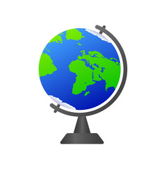 Globe. Flat, color, planet earth, globe icon. Vector illustration