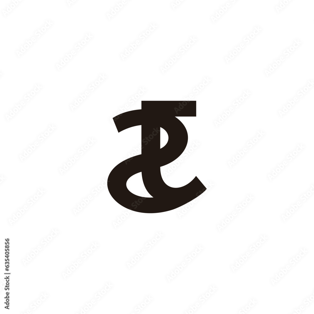 Poster letter 2c linked curves simple logo vector