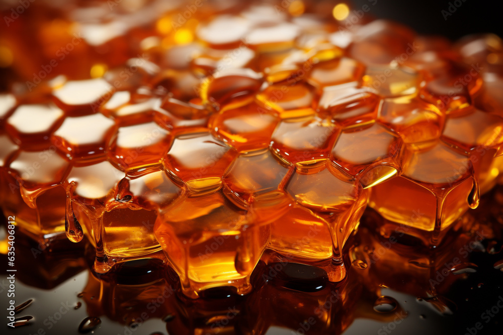 Aufkleber honeycombs pattern texture background. Macro photography view.  Generative AI technology.