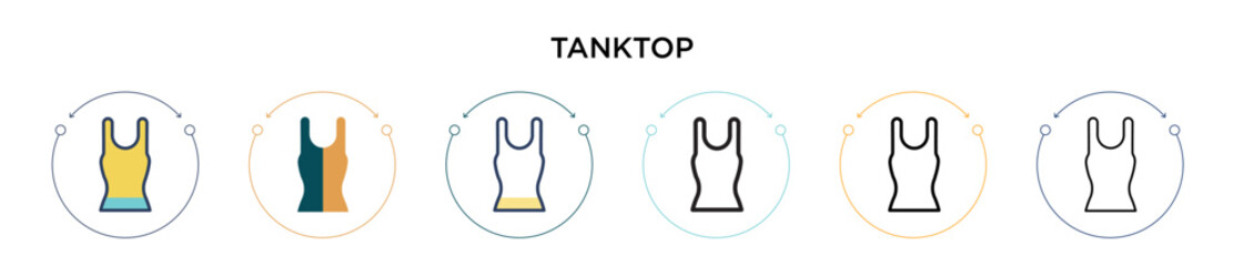 Tanktop icon in filled, thin line, outline and stroke style. Vector illustration of two colored and black tanktop vector icons designs can be used for mobile, ui, web