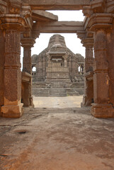 View of Gondeshwar temple revealing the art and architecture of ancient era, Sinnar, India.