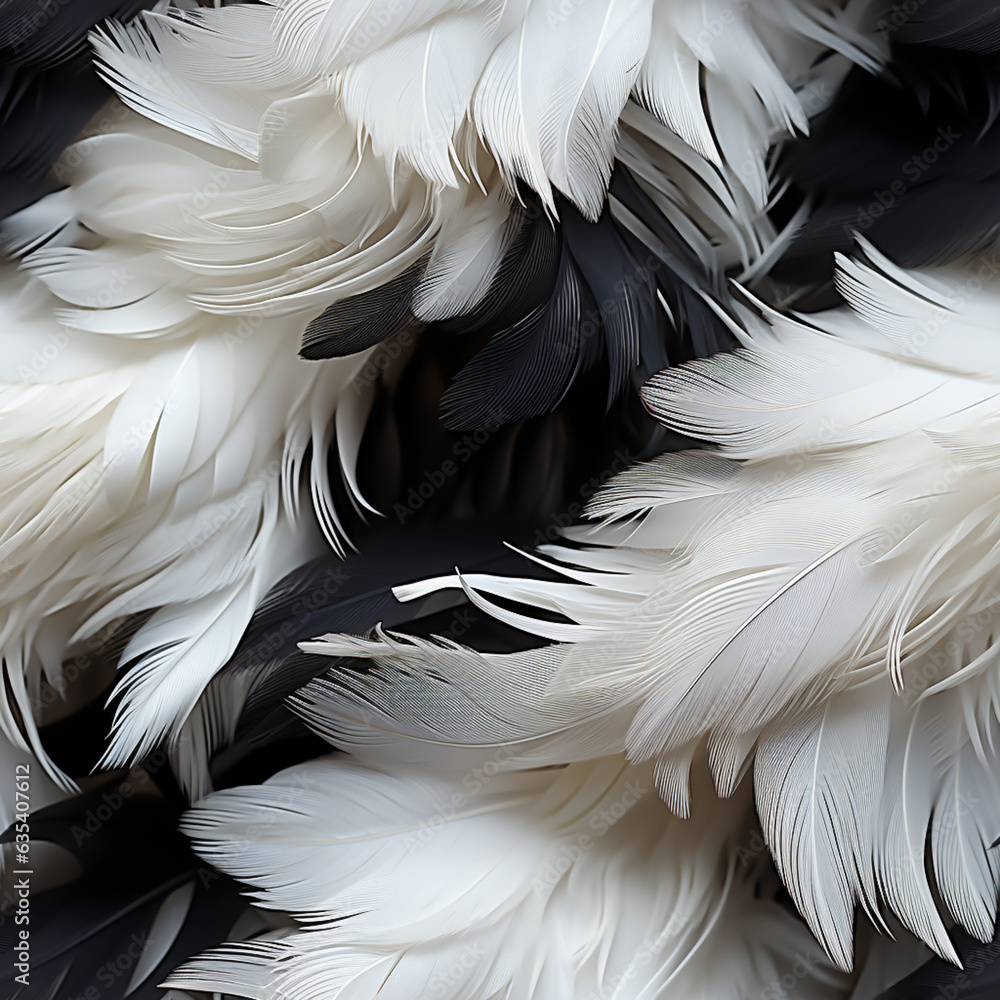 Poster monochrome trends feather pattern texture background. macro photography view. pattern for tiles. gen