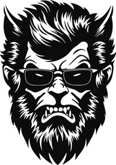 Werewolf head, Wolf man head, Halloween Vector illustration, SVG