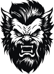 Werewolf head, Wolf man head, Halloween Vector illustration, SVG