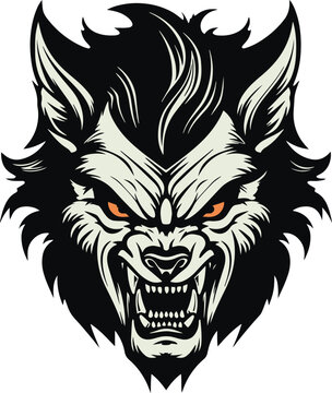 Werewolf head, Wolf man head, Halloween Vector illustration, SVG
