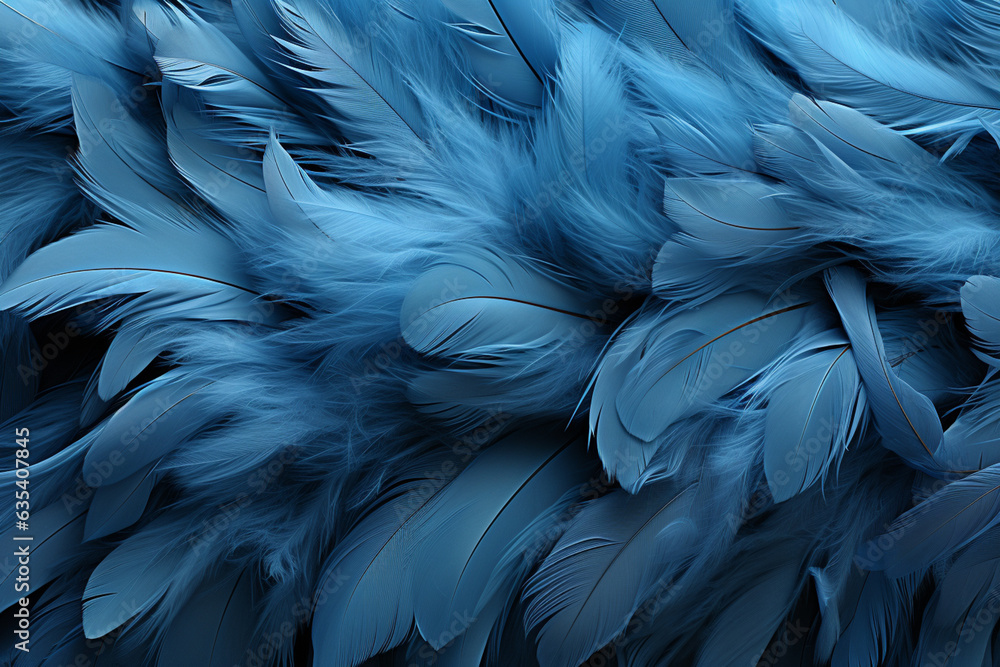 Aufkleber beautiful blue trends feather pattern texture background. macro photography view. generative ai tech