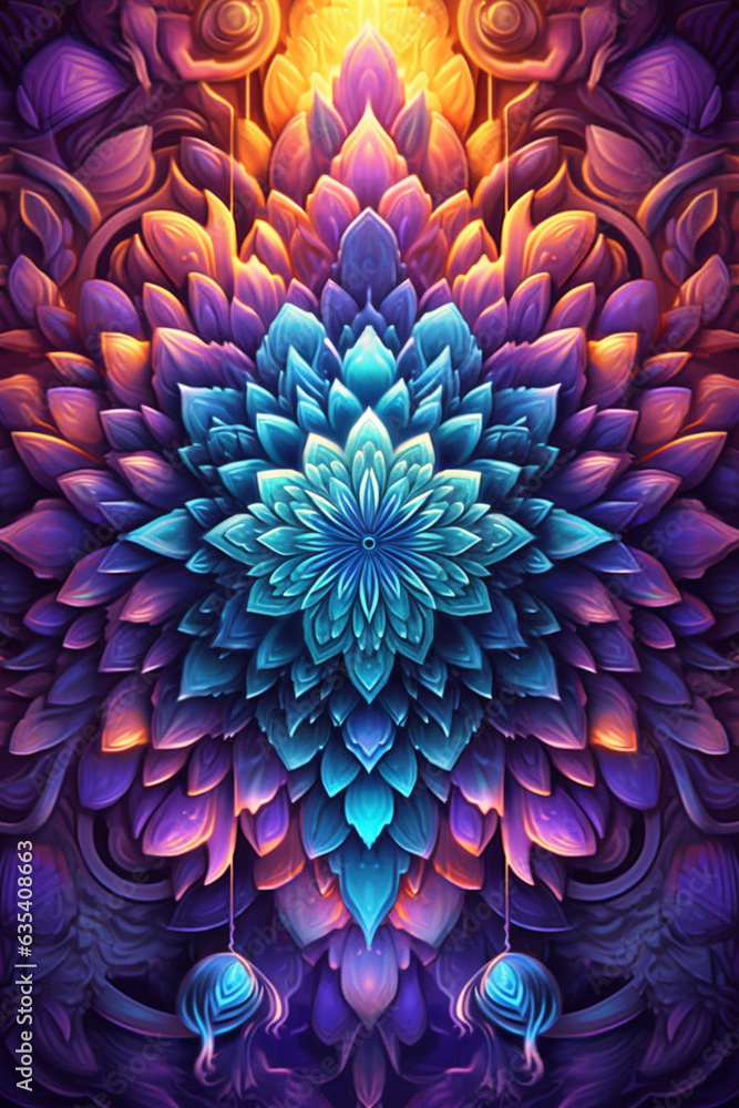 Aufkleber a canvas wall art featuring an intricate mandala design with dripping paint, blending the symmetry a