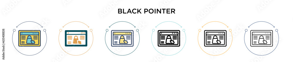 Poster black pointer icon in filled, thin line, outline and stroke style. vector illustration of two colore