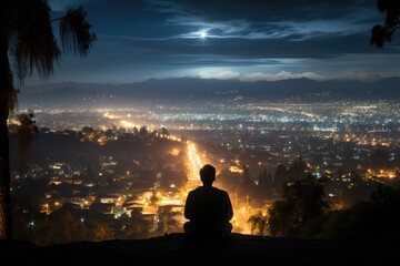 Capturing the city lights from Mulholland Drive.  - stock photo concepts