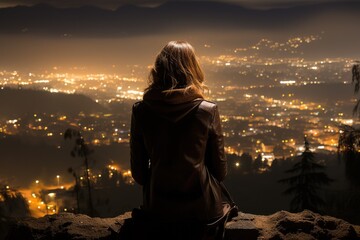 Capturing the city lights from Mulholland Drive.  - stock photo concepts