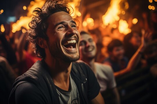 Capturing the energy of a lively karaoke night at a bar - stock photo concepts