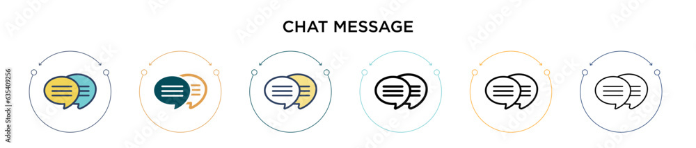 Poster chat message icon in filled, thin line, outline and stroke style. vector illustration of two colored